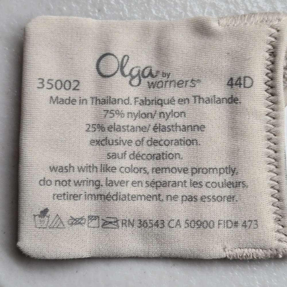 Olga By‎ Warner's Women Bra 44D Beige Minimizer Underwired Bow Strap